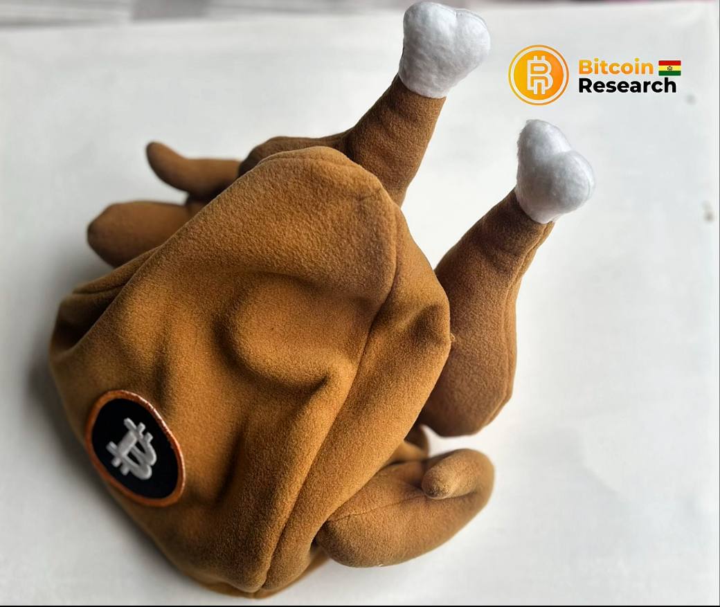 Gorro pollo con logo bitcoin
